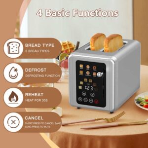 2-Slice Stainless Steel Digital Timer Toaster with Touch Screen 6 Bread Types Premium Toaster for Perfect Toast Every Time - Image 7