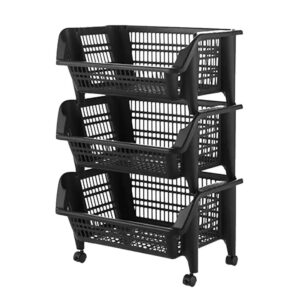 Household Kitchen Plastic Large Opening Multi-layer Vegetable Basket Organiser Stackable Storage Holders & racks - Image 7