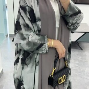 Muslim Open Abaya One Size Suitable For All Seasons Marble Printed Abaya For Women Patterned Open Abaya 2025 - Image 7