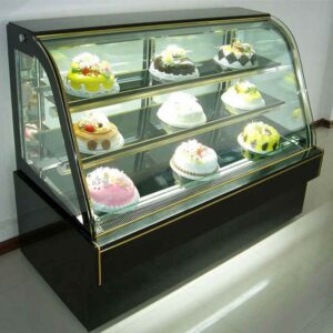 Commercial Square Glass Cake Refrigerator Curved Glass Bakery Display Showcase Counter Cooler - Image 6