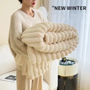solid color super king queen size flannel fleece like super thick sherpa blanket coral velvet thick winter warm blanket - Image 3