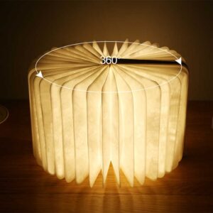 LED Folding Wooden Book Lights Rechargeable 3 Colors Bedside Night Light For Bedroom Living Room LED Light Lamp - Image 3