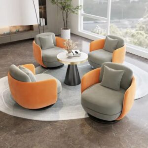 Comfortable leisure lounge chair Fabric single Sofa accent armchair Velvet Swivel Revolving Living Room Chairs - Image 4