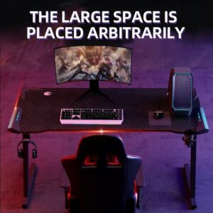 Z-Shape Mesa Gaming Table Con RGB Luz Computer Desk Carbon Surface Metal Wooden Materials Features Cup Holder - Image 4
