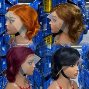 Ombre Short Bob Pixie Cut Wig Straight Human Hair Wigs 13x4 Transparent Lace Highlight Straight Pixie Cut Wig - Image 6
