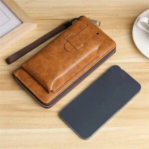 Multi Function high-capacity Zipper Phone Leather Bag Boys Leather Men's Wallet With Removable Coin Purse st - Image 5