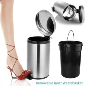Hot Selling 3L 5L 12L Home Trash Can Kitchen Household Metal Dustbin Stainless Steel Pedal Dust Bin - Image 6