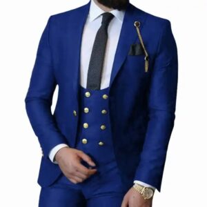 Italian Business 3 Pieces Royal Blue Classic Men Suit Groom Prom Tuxedos Groomsmen Blazer for Wedding suit for men - Image 7