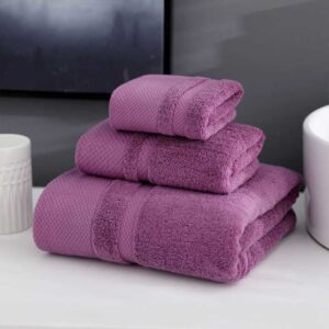 Home Textiles Spa Towels With Logo Custom Printed With Purple Cotton Bath Towel Gift Set - Image 1