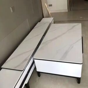 Furniture Modern Luxury TV Unit Table Top Rock Slab Marble TV Cabinet Coffee Table Set Combination Retractable Center Table - Image 7