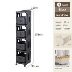 1-3 Layer Home Narrow Bathroom Organizer Movable Trolley Home Plastic Storage Rack With Wheel - Image 7