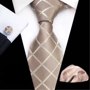 Striped Neckties with Pocket Squares Wholesale Men Ties and Hanky Set Classic Tie and Cufflinks Set Ensemble Cravate - Image 3