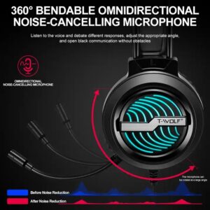 T-WOLF H130 RGB Backlit Gaming headset headphones 3D surround sound usb wired noise cancelling gaming headset earbuds headphones - Image 4