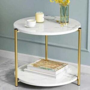 Living room furniture light luxury small apartment Nordic Marble round coffee table Modern simple table with golden iron legs - Image 4
