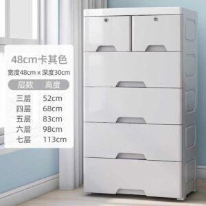 Colorful Plastic Bedroom Clothes Filing Storage Stackable Wheels Cabinet With Pull-out Drawers - Image 7