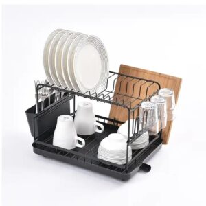 WIREKING Double Layer Stackable Metal Spice Rack Dish Drying Racks with Plastic Dish Drainer - Image 6