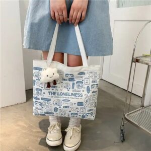 Women's Summer single Shoulder Handbag for College Student custom logo accept crossbody premium canvas tote bag - Image 6