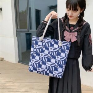 Gelory Fashion Double Sided Pattern Casual Shoulder Bag Large Capacity Women Canvas Beach Tote Bag With Rope Handle - Image 5