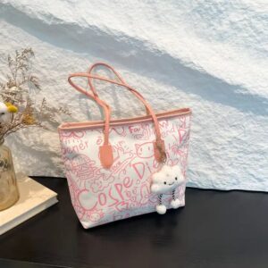 Canvas Bag For Women 2024 New Fashion Shoulder Bag Large Capacity Tote Bag With Pendant - Image 7