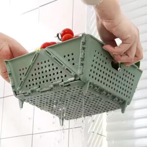 Plastic Collapsible Colander - Foldable Drain Basket With Resting Feet - Kitchen Food Strainer - Space-Saving Easy To Use - Image 3