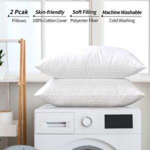 White 2-PACK King Size 1cm Stripe Microfiber Hotel Bed Pillows Down Alternative Bed Pillow for Sleeping - Image 4