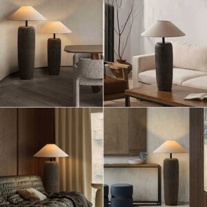 Retro ceramic fabric attic living room bedroom LED standing lamp floor lamp - Image 4