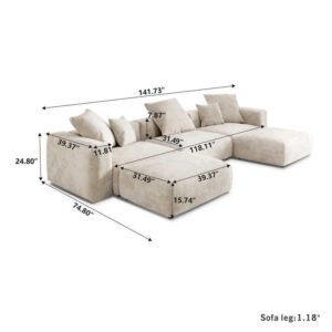 Modular Sectional Sofa Couch Living Room Furniture Corduroy Fabric Sofa Set - Image 6