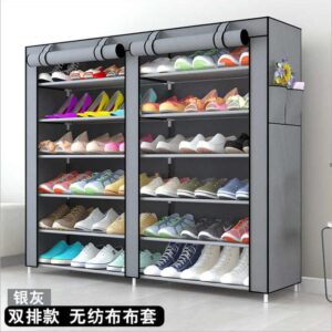 27-Pairs Portable Boot Rack Double Row Shoe Rack Covered Nonwoven Fabric 7-Tiers - Image 4