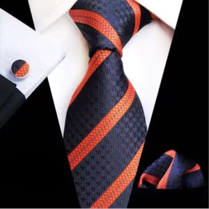 Striped Neckties with Pocket Squares Wholesale Men Ties and Hanky Set Classic Tie and Cufflinks Set Ensemble Cravate - Image 6