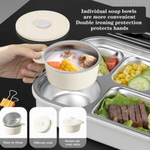 High Quality 304 Stainless Steel Compartment metal lunch box microwave friendly portable Lunch Box Bring spoons and chopsticks - Image 3