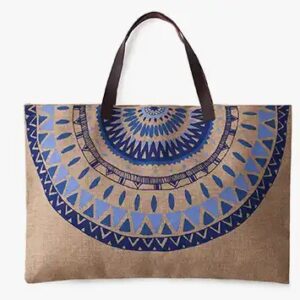 new style eco friendly custom print hemp handbag jute beach bag with leather handles - Image 5