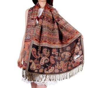 Factory exquisite jacquard cashew woven pattern cashmere pashmina shawl - Image 3