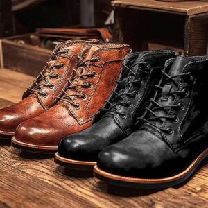 Wholesale Men's Middle Tube Cowboy Biker Boots Chelsea Martin Western Boots Shoes - Image 5