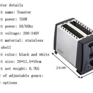 CE 110-220V household stainless steel double-slot toaster automatic mini breakfast toast 2 slice bread toaster - Image 7