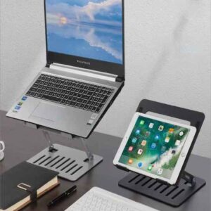 Fully Folding Height Adjustable Aluminium Portable Desktop Laptop Stand - Image 4