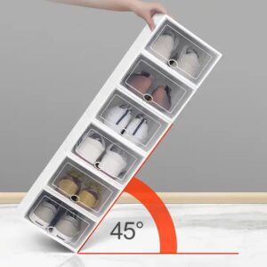 Household Multi-Color Foldable Plastic Storage Box Stackable Shoe Organizer with Drop Front Access for Home Use - Image 3