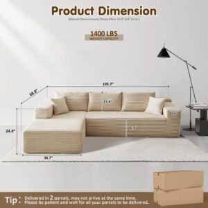 Vacuum Compressed Comfy Corduroy Fluffy Sofa Set Furniture Living Room Modular Couch Modern L Shape Sectional Sofa - Image 4