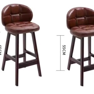 MGF Premium quality Nordic Antique Solid Wood High Back Stool Modern Minimalist Living Room Kitchen Pu Leather Bar Stool Chair - Image 7