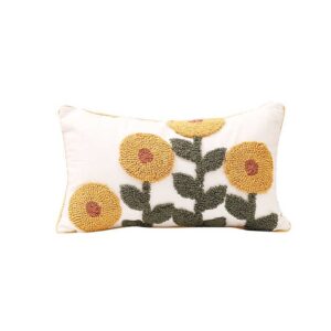 Innermor Gold yellow mustard collection Autumn Floral flower leaf Farmhouse style Cotton embroidery luxury Pillowcase - Image 6