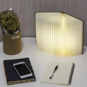 LED Folding Wooden Book Lights Rechargeable 3 Colors Bedside Night Light For Bedroom Living Room LED Light Lamp - Image 4