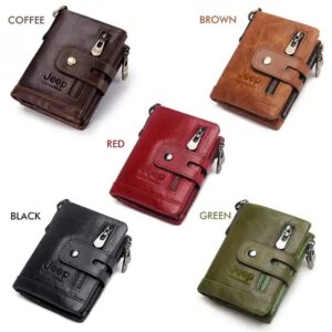Genuine Leather Wallets Male Purses With Zip Coin Pocket customize logo Wallet man and men Card Holder Leather wallet - Image 7