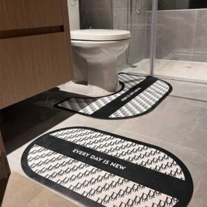 3 Piece Bathroom Rug Set anti-slip mat toilet diatomite rubber bath mat set for carpet daily decorative neat blanket - Image 5