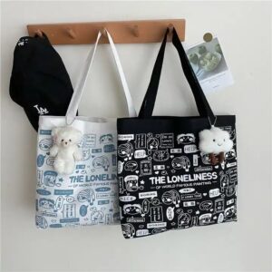 Women's Summer single Shoulder Handbag for College Student custom logo accept crossbody premium canvas tote bag - Image 3