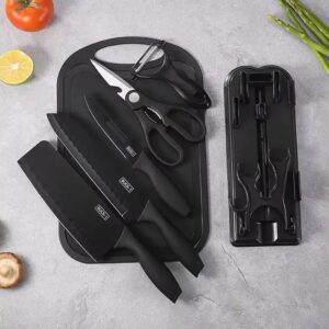 7 Pieces Black Kitchen Knife Set Professional Kitchen Chef Knives Set with Cutting Board - Image 7