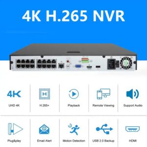 4K 8MP All in One HD NVR Kit 4CH 8CH 16CH POE Dome Bullet Camera Outdoor Motion Detection Alarm w/Audio Security Camera System - Image 4