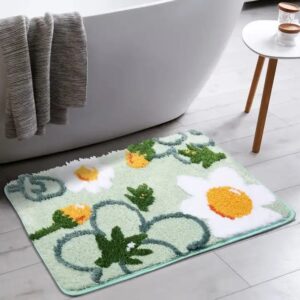 Non Slip Daisy Flower Bath Rugs Machine Washable Cute Bathtub Mat - Image 3