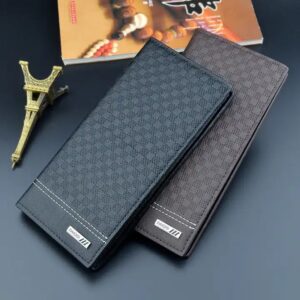 fashionable manufacturers premium Grid designer slim luxury card money holder purse long leather men wallet for mens - Image 3