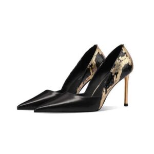 Black Blue Snake Skin Pointed Stiletto Heel Toe High Heel Sandals Pumps Women Shoes - Image 4