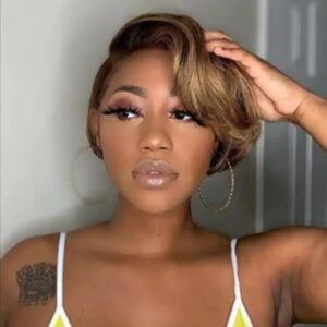 Ombre Short Bob Pixie Cut Wig Straight Human Hair Wigs 13x4 Transparent Lace Highlight Straight Pixie Cut Wig - Image 3
