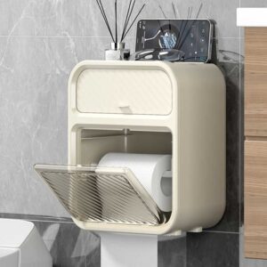 Wannuo Fashion Bathroom Tissue Boxes Waterproof Wall-mounted Tissue Storage Box Tissue Box with Punch-free Adhesive Wall Hook - Image 3